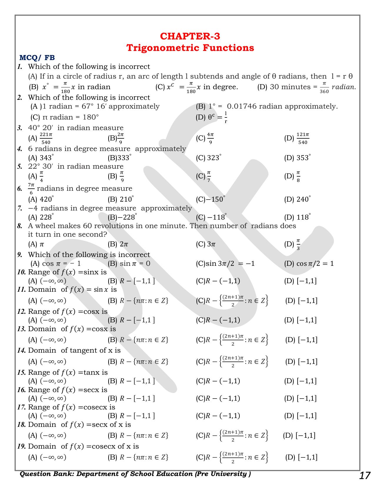 Karnataka 1st PUC Question Bank 2025 - Maths - Page 17