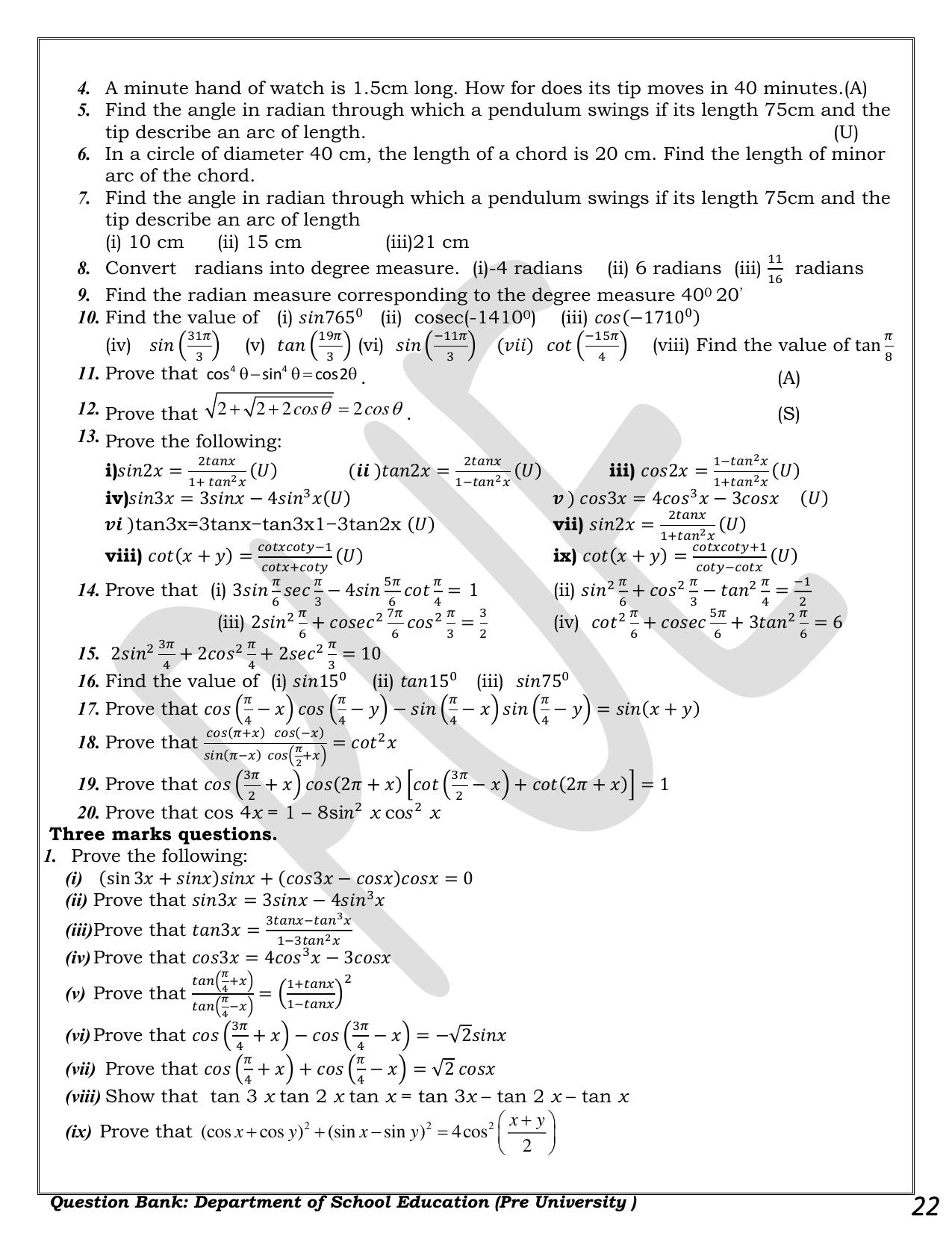 Karnataka 1st PUC Question Bank 2025 - Maths - Page 22