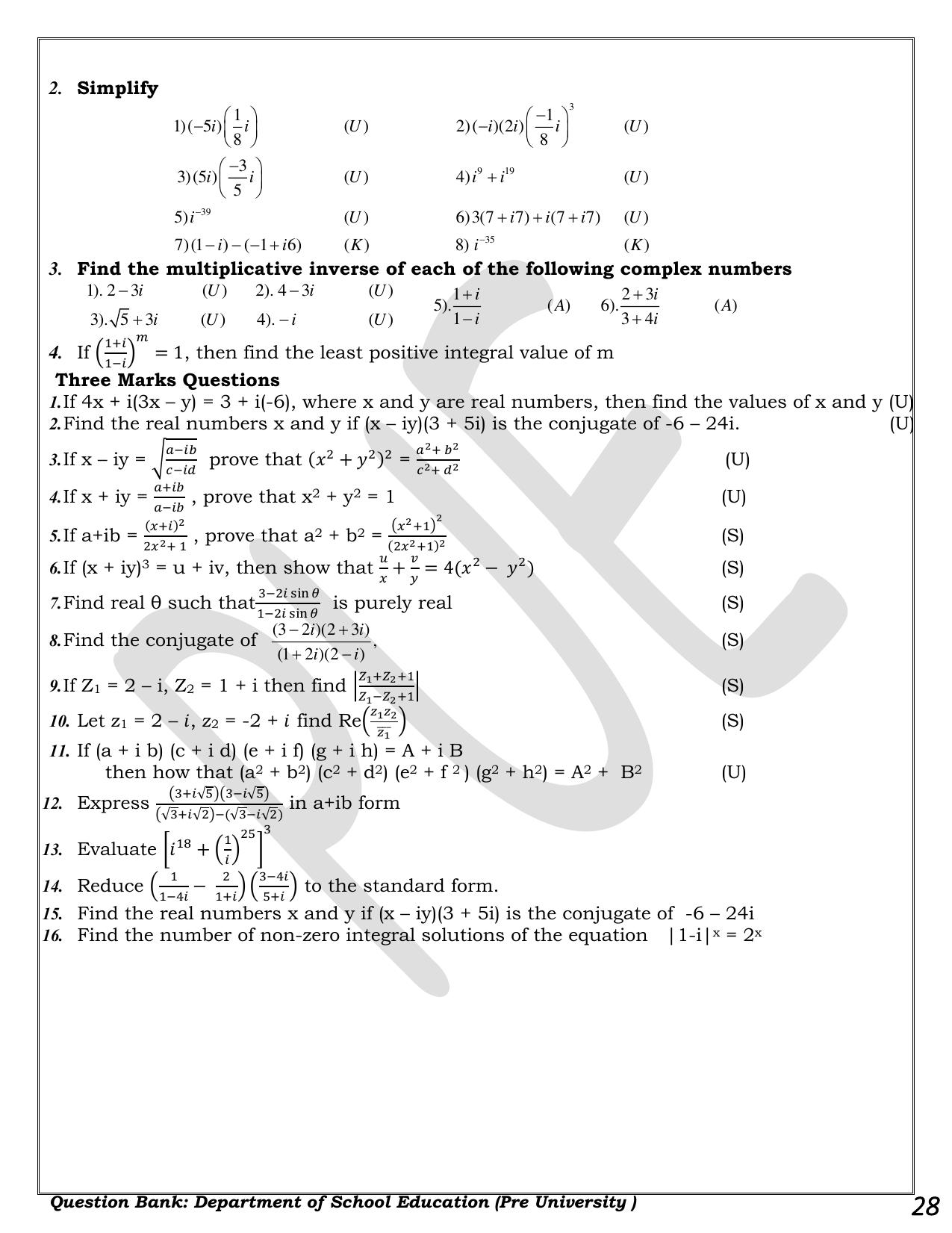 Karnataka 1st PUC Question Bank 2025 - Maths - Page 28