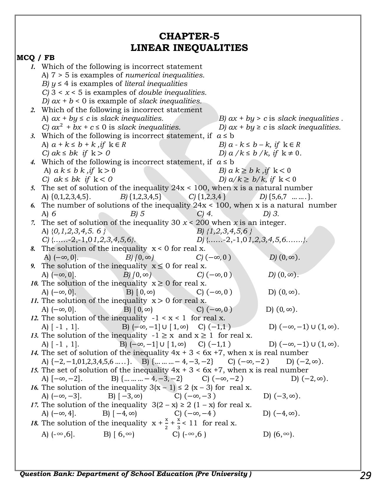 Karnataka 1st PUC Question Bank 2025 - Maths - Page 29
