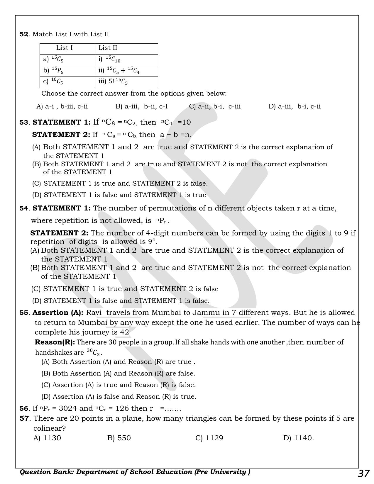 Karnataka 1st PUC Question Bank 2025 - Maths - Page 37