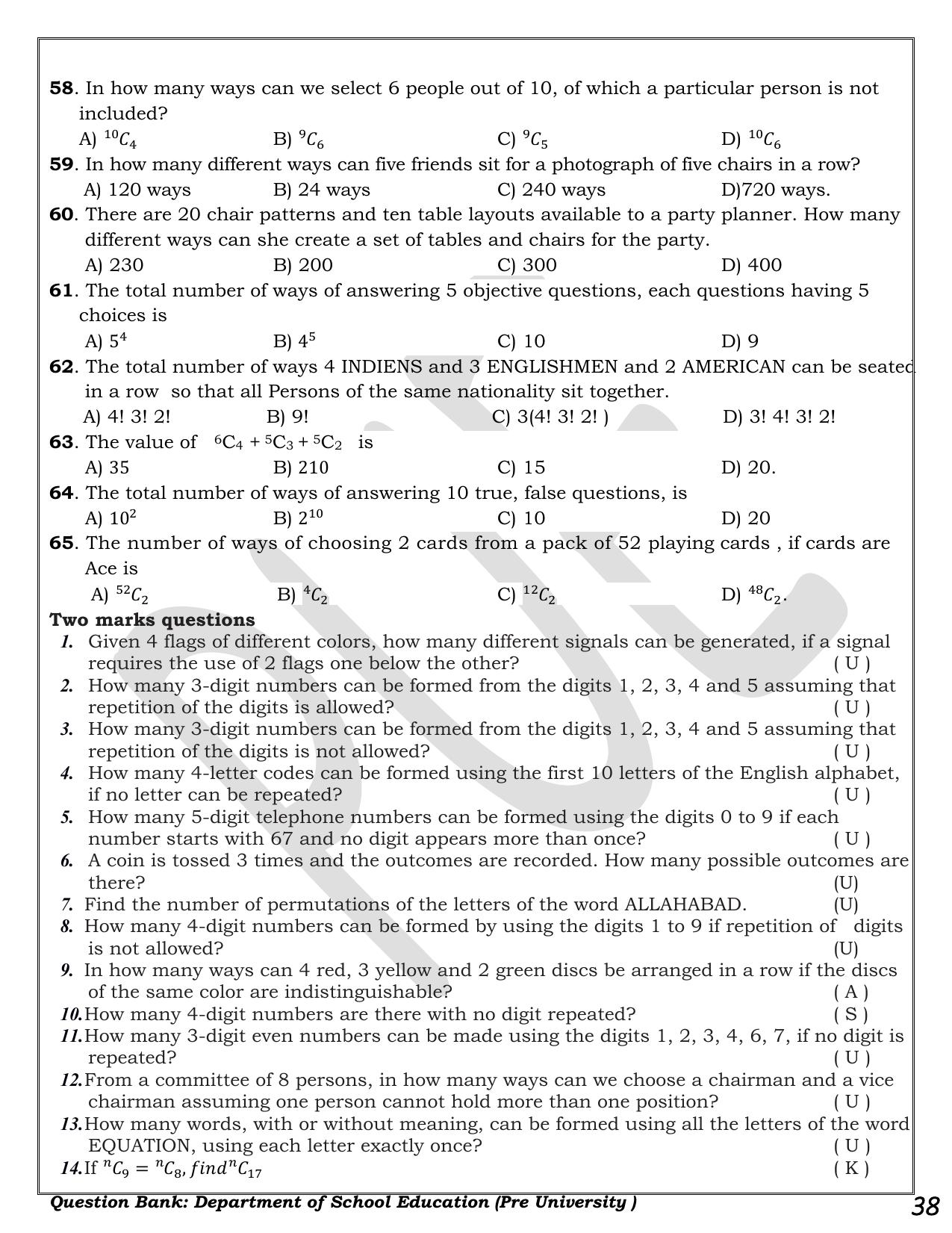 Karnataka 1st PUC Question Bank 2025 - Maths - Page 38