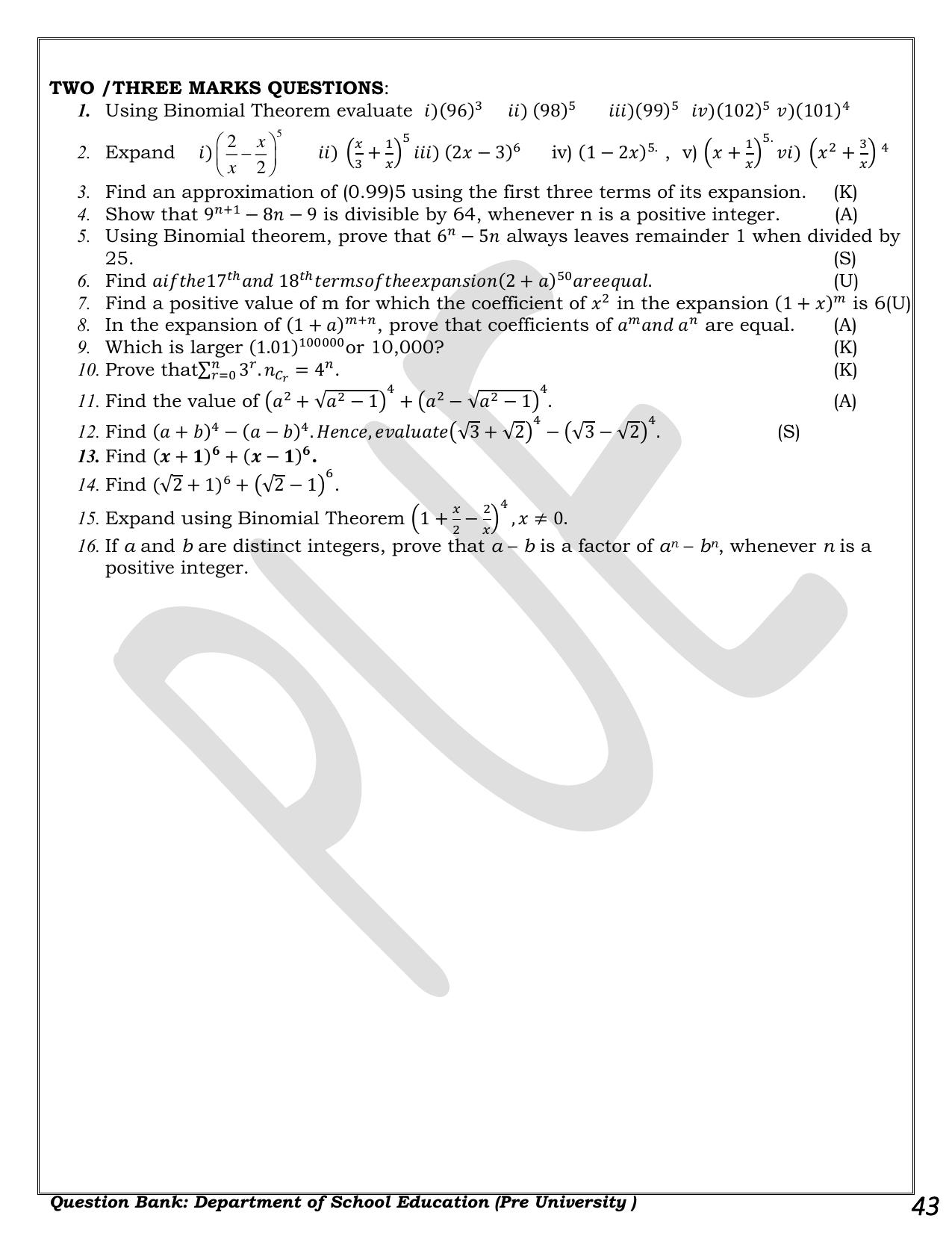Karnataka 1st PUC Question Bank 2025 - Maths - Page 43