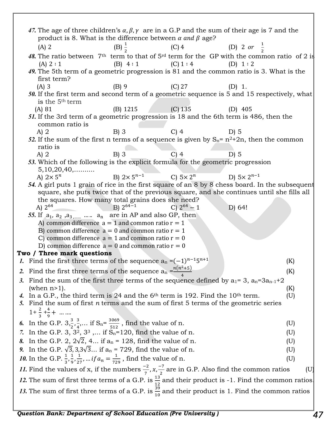 Karnataka 1st PUC Question Bank 2025 - Maths - Page 47