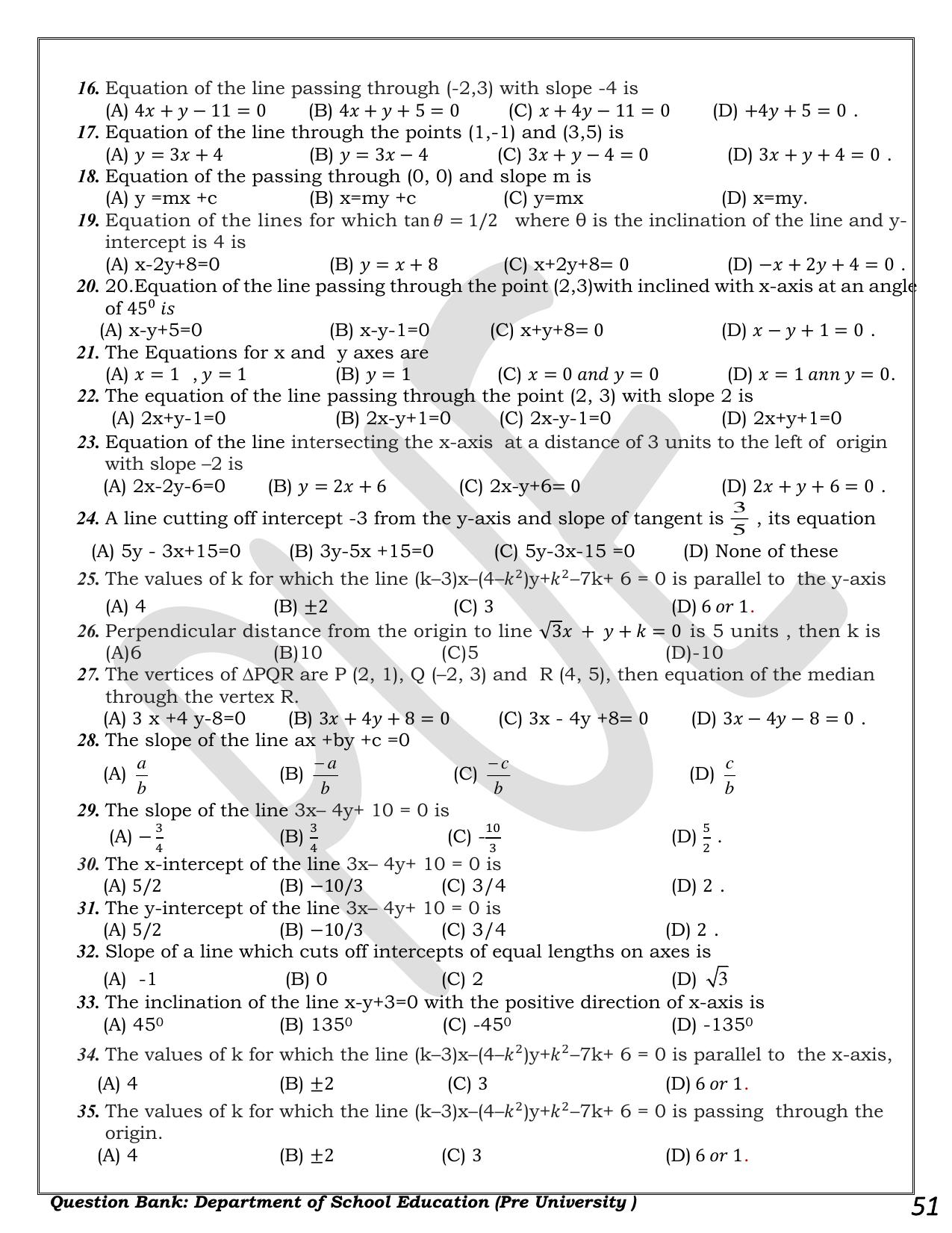Karnataka 1st PUC Question Bank 2025 - Maths - Page 51