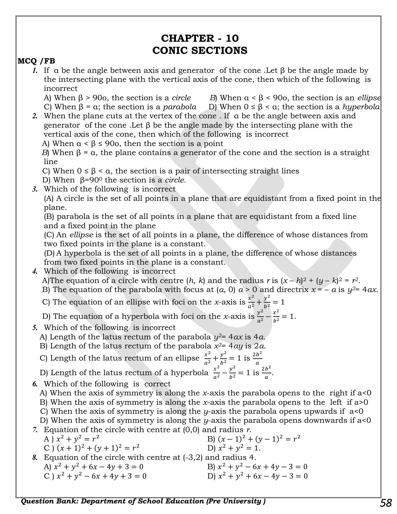 Karnataka 1st PUC Question Bank 2025 - Maths - Page 58