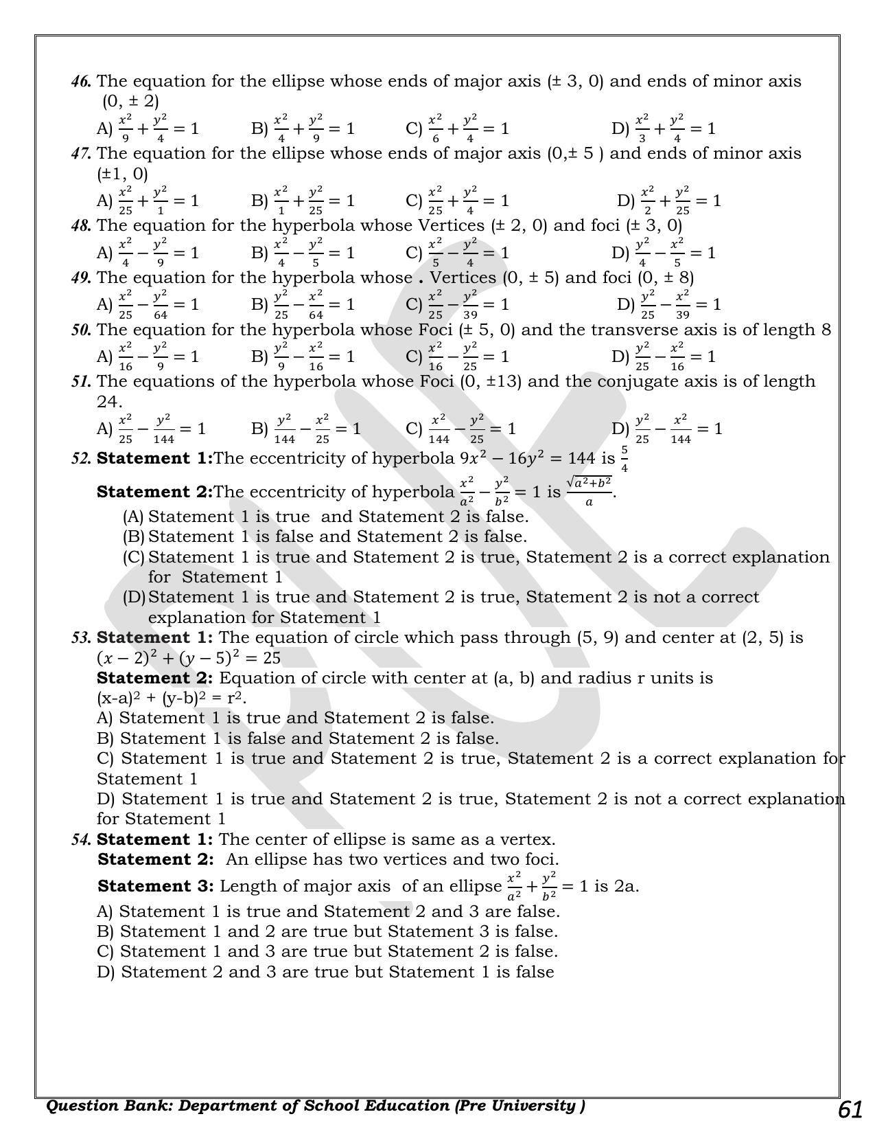 Karnataka 1st PUC Question Bank 2025 - Maths - Page 61