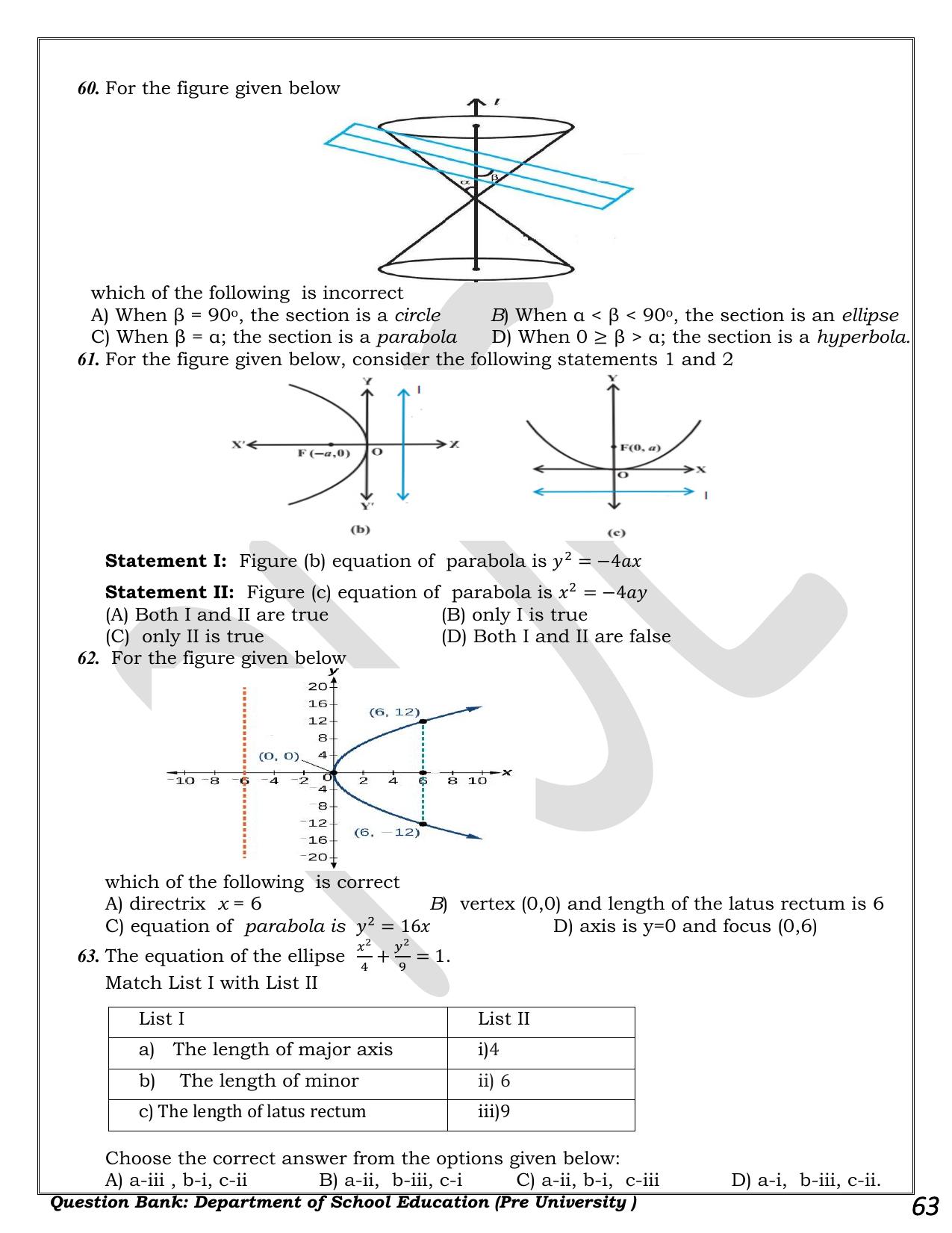 Karnataka 1st PUC Question Bank 2025 - Maths - Page 63