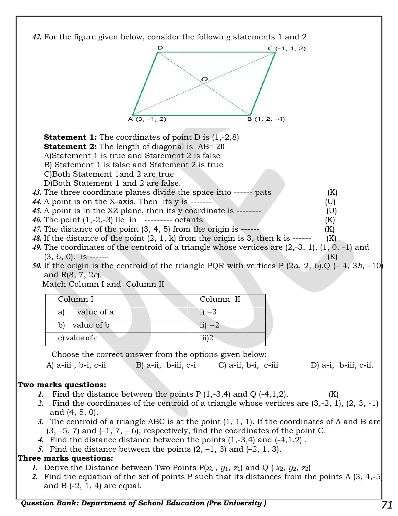 Karnataka 1st PUC Question Bank 2025 - Maths - Page 71