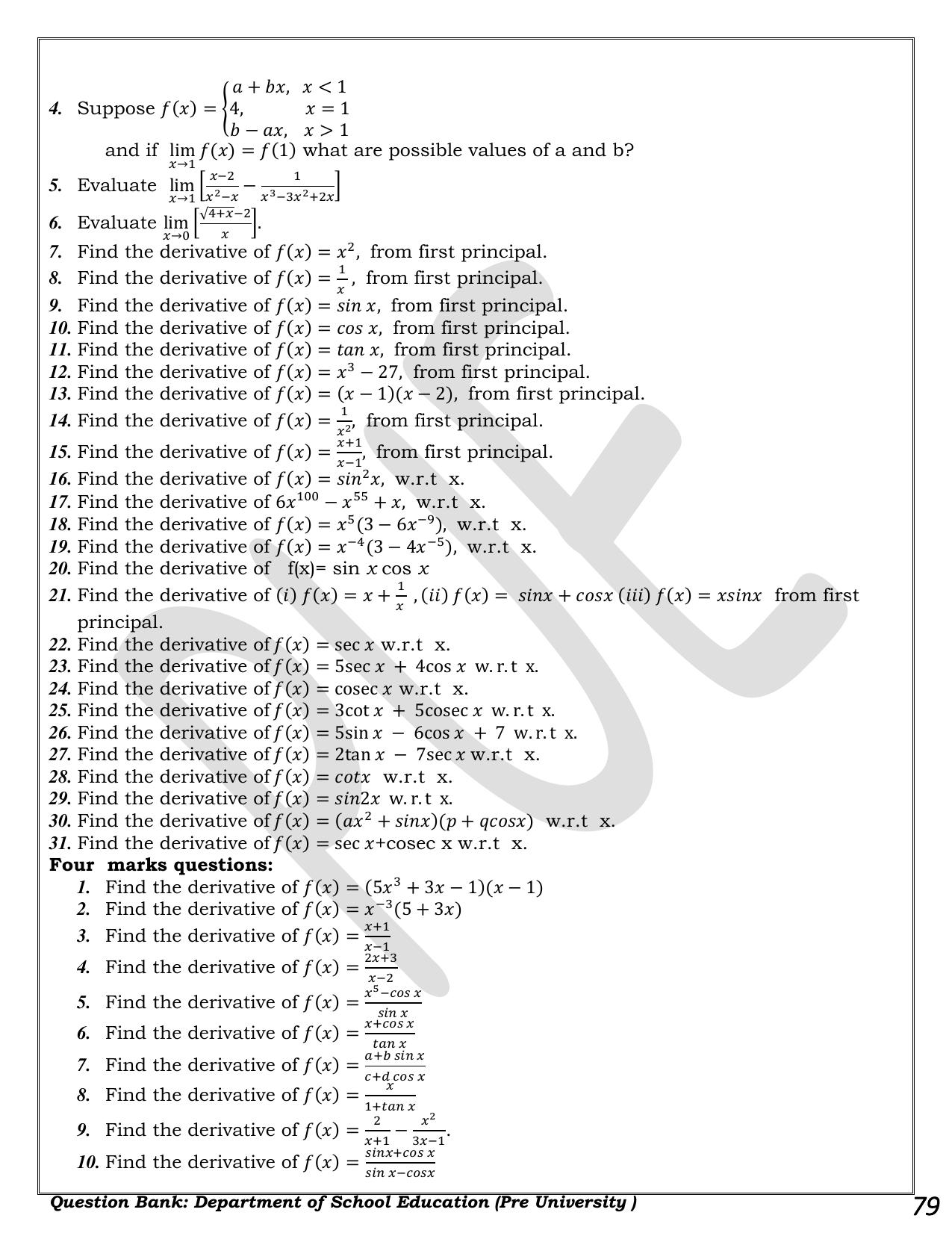 Karnataka 1st PUC Question Bank 2025 - Maths - Page 79