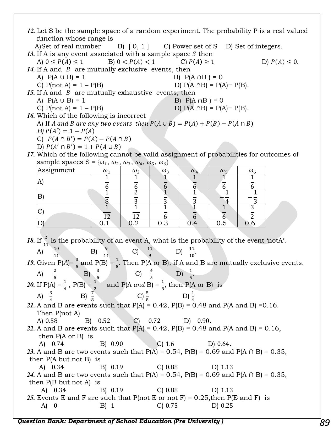 Karnataka 1st PUC Question Bank 2025 - Maths - Page 89
