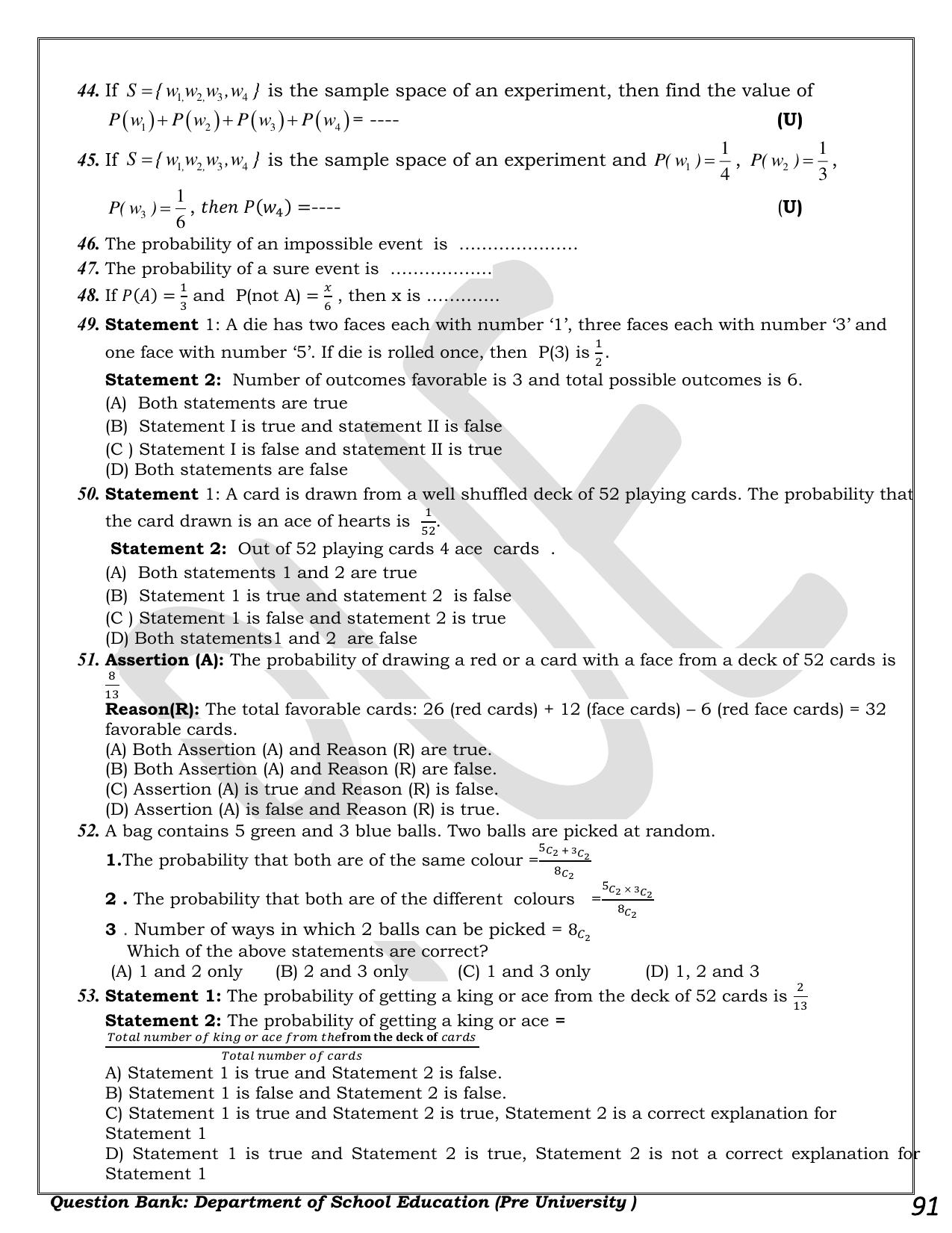 Karnataka 1st PUC Question Bank 2025 - Maths - Page 91