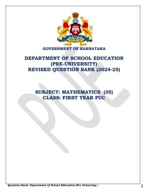 Karnataka 1st PUC Question Bank 2025 - Maths