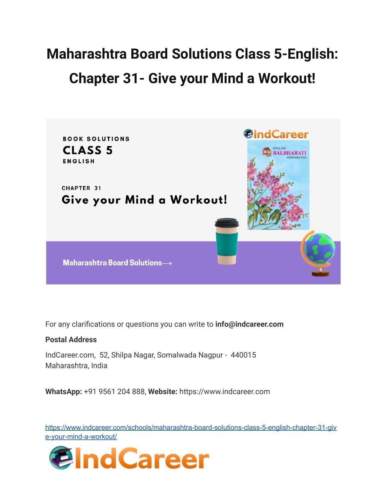 Maharashtra Board Solutions Class 5-English: Chapter 31- Give your Mind a Workout! - Page 1