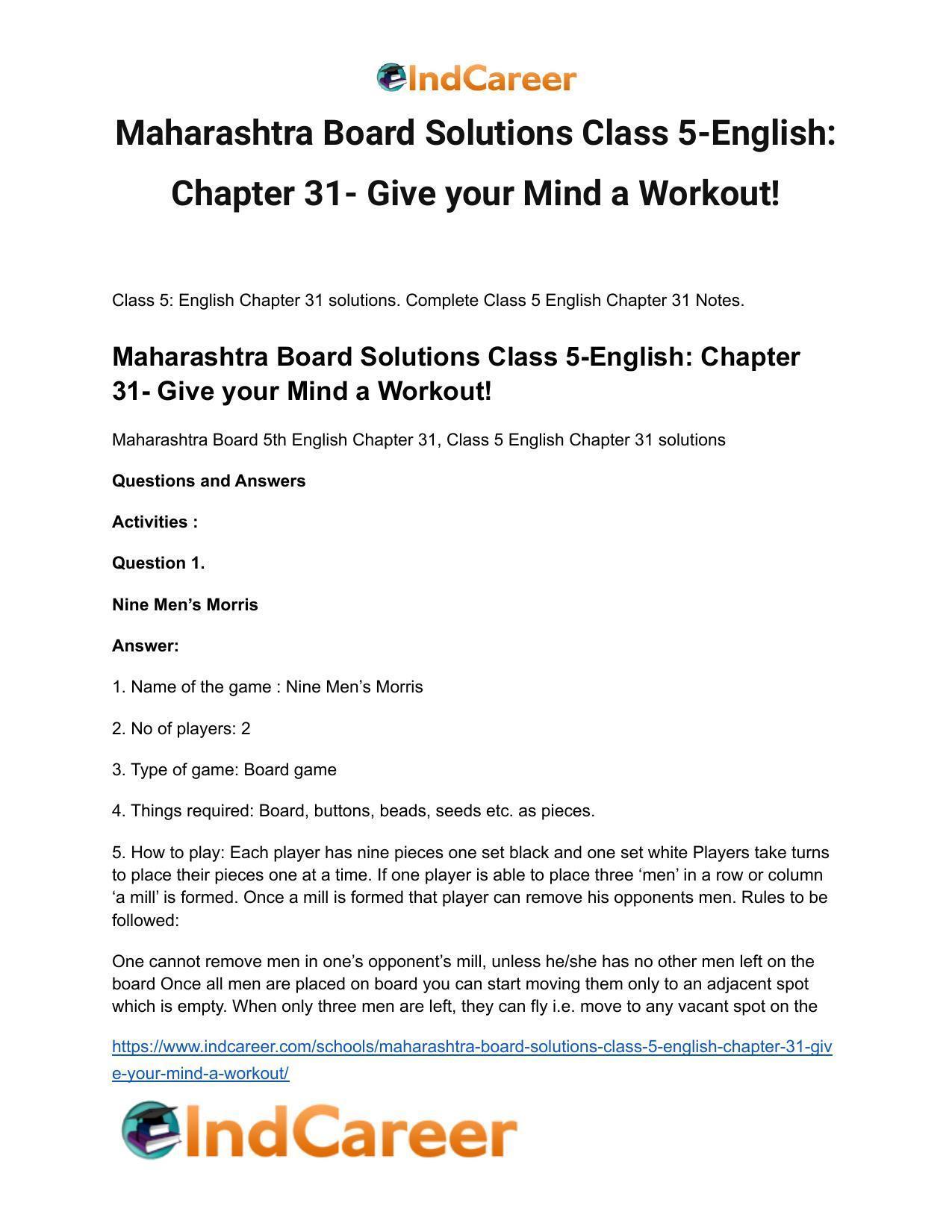 Maharashtra Board Solutions Class 5-English: Chapter 31- Give your Mind a Workout! - Page 2