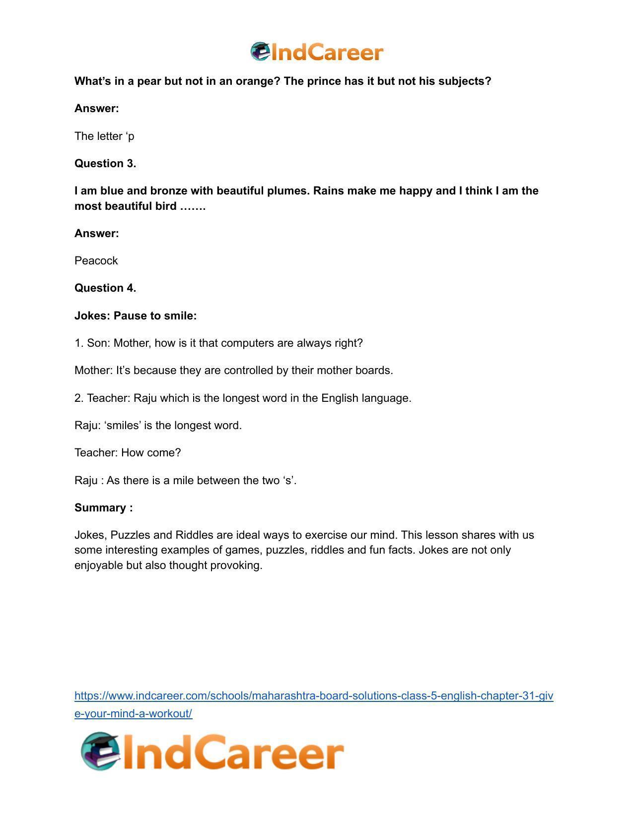 Maharashtra Board Solutions Class 5-English: Chapter 31- Give your Mind a Workout! - Page 4