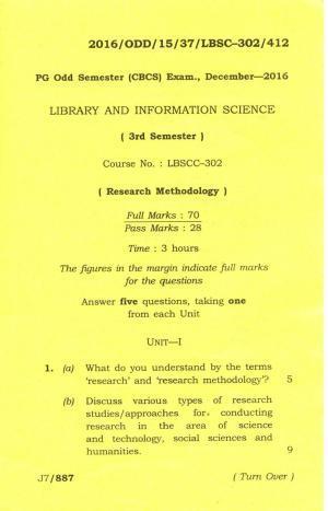Assam University MLiSc (302) Dec.-2016 Question Paper
