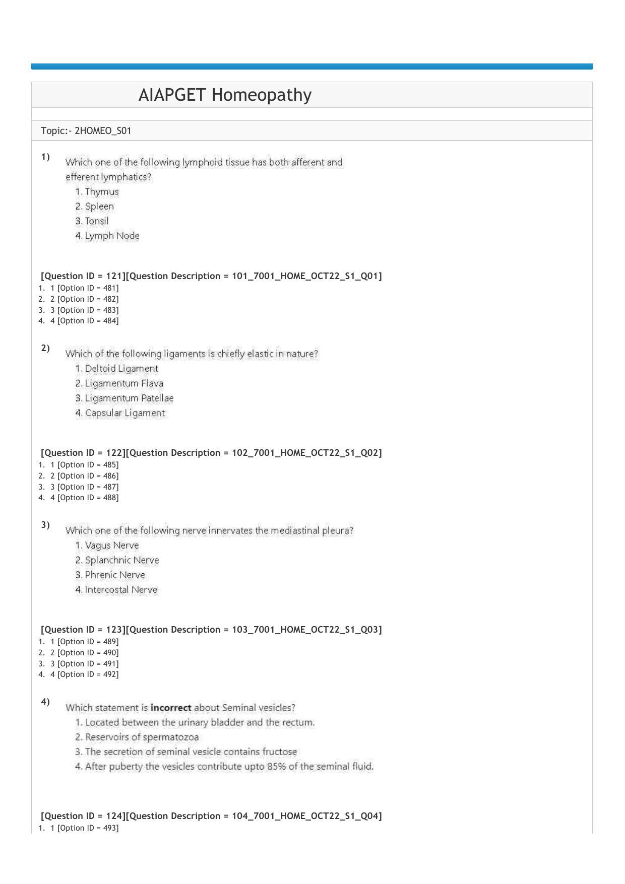 AIAPGET 2022 Homeopathy Question Paper - Page 1