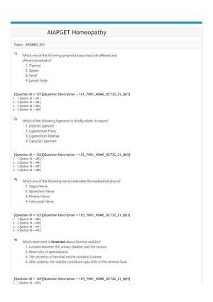 AIAPGET 2022 Homeopathy Question Paper