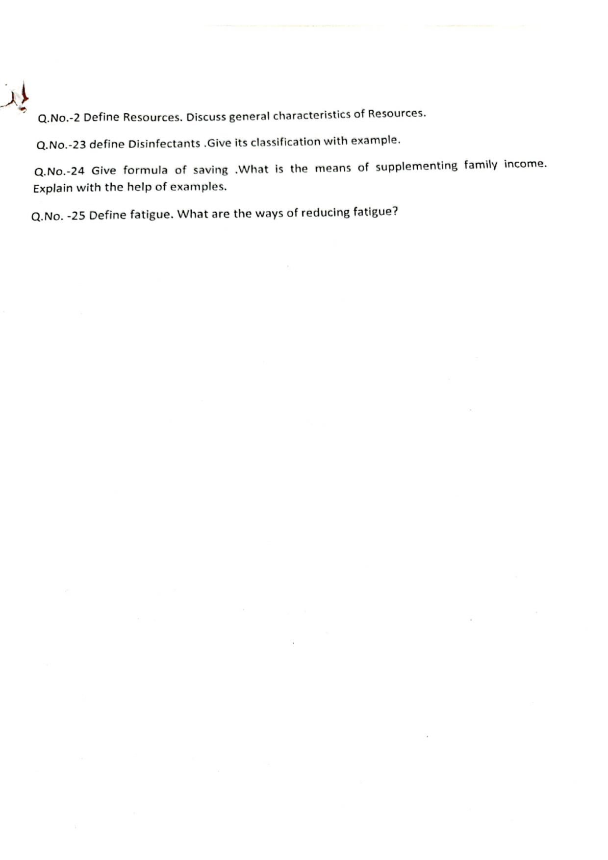 JKBOSE Class 11 Management of Resources Model Question Paper - Page 3