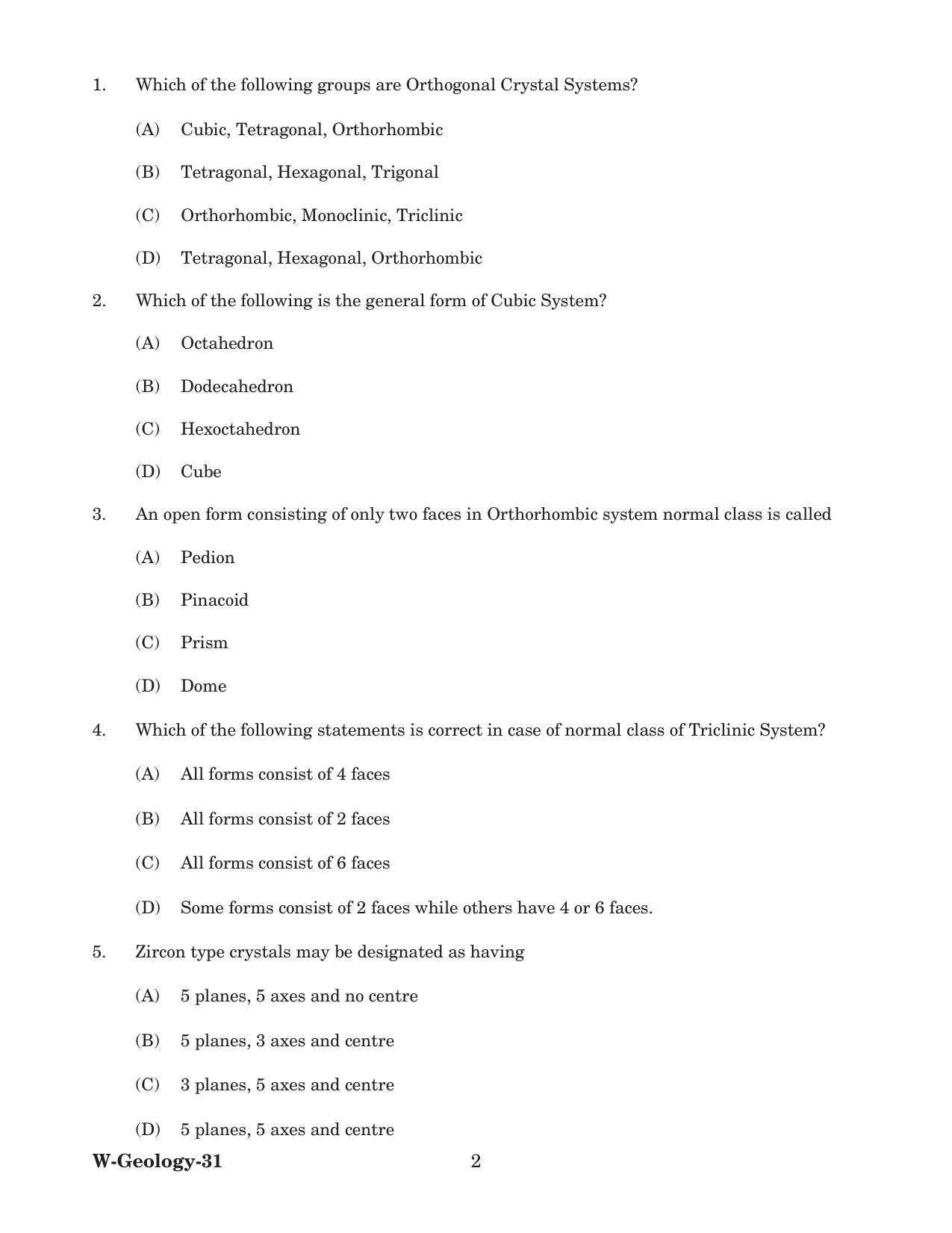 Odisha CPET 2022 GEOLOGY Question Paper - Page 2