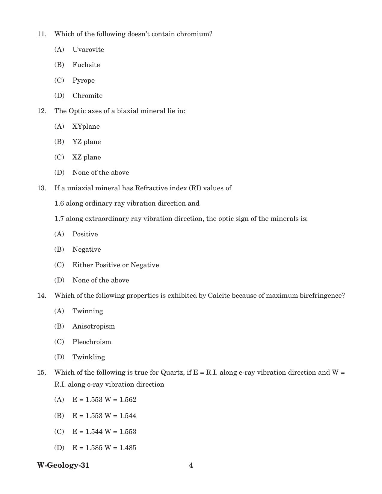 Odisha CPET 2022 GEOLOGY Question Paper - Page 4
