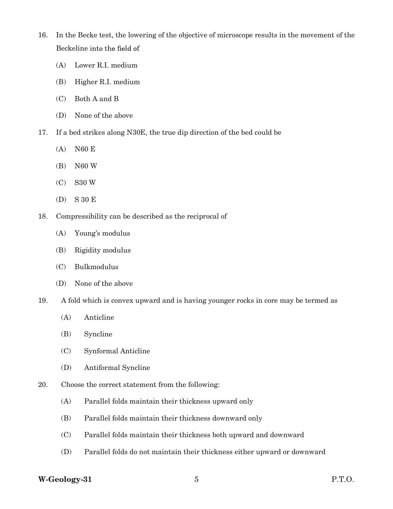 Odisha CPET 2022 GEOLOGY Question Paper - Page 5