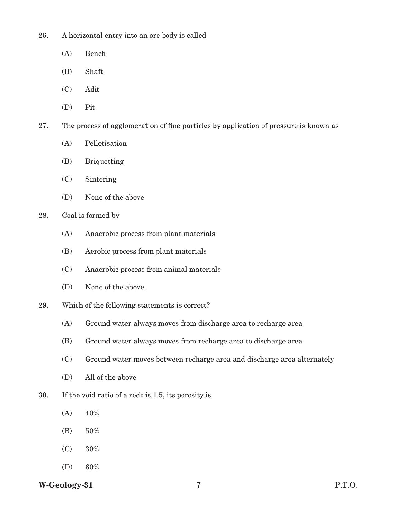 Odisha CPET 2022 GEOLOGY Question Paper - Page 7