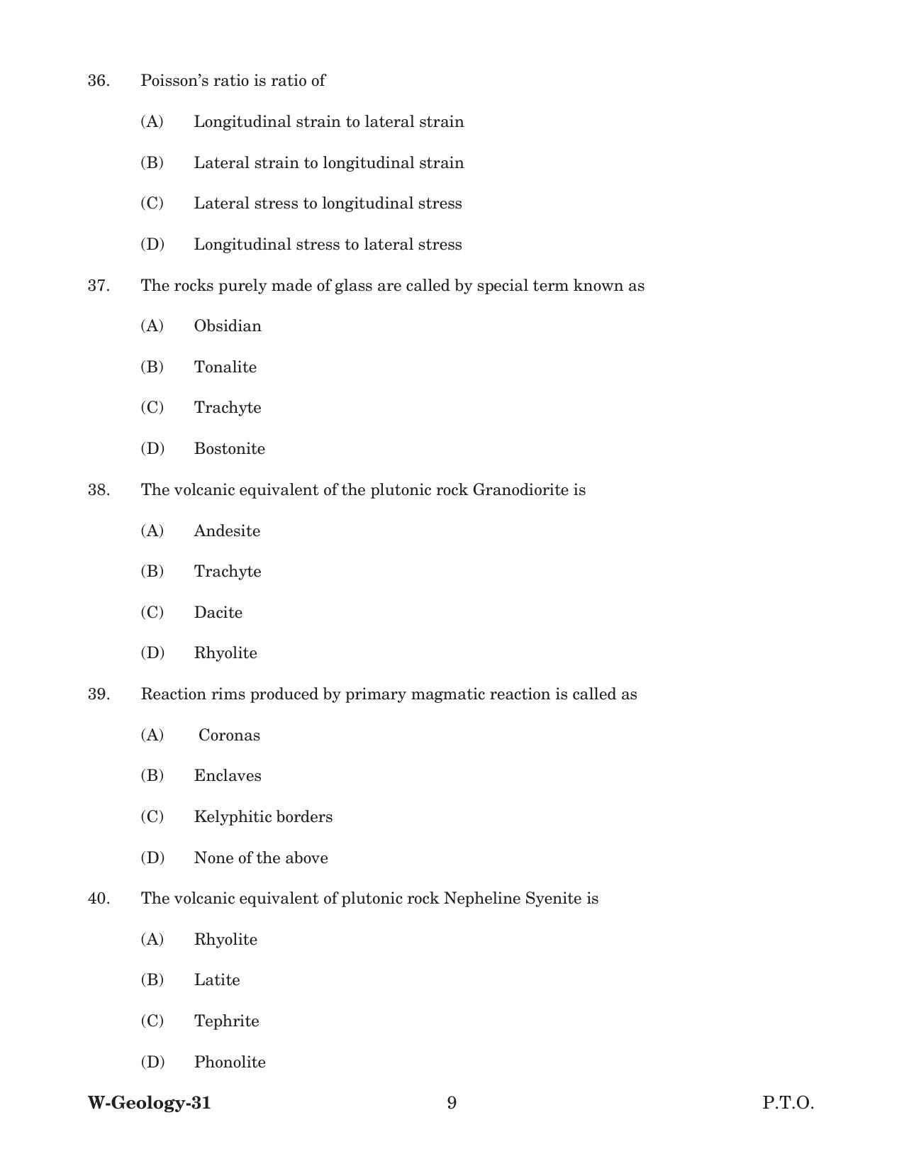 Odisha CPET 2022 GEOLOGY Question Paper - Page 9