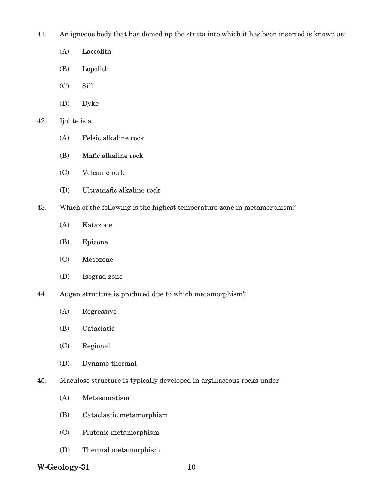 Odisha CPET 2022 GEOLOGY Question Paper - Page 10