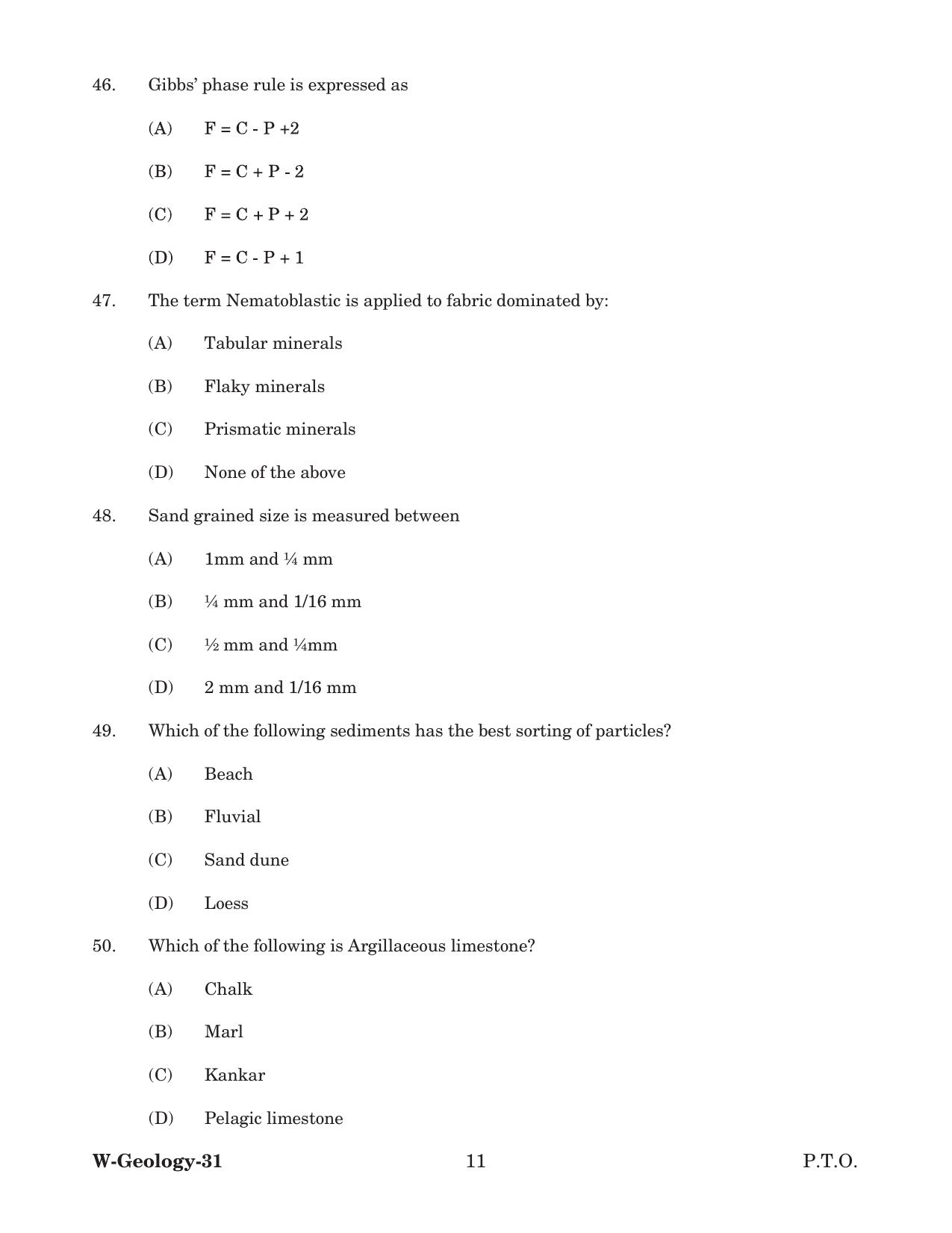 Odisha CPET 2022 GEOLOGY Question Paper - Page 11