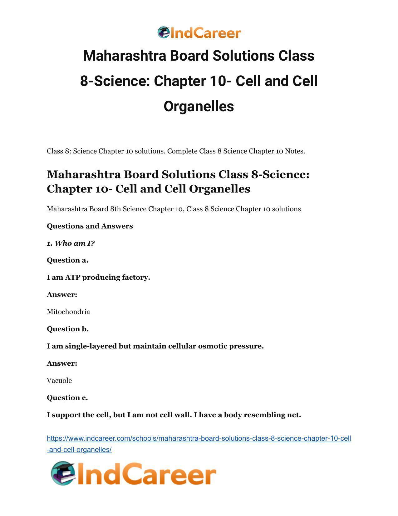 Maharashtra Board Solutions Class 8-Science: Chapter 10- Cell and Cell Organelles - Page 2