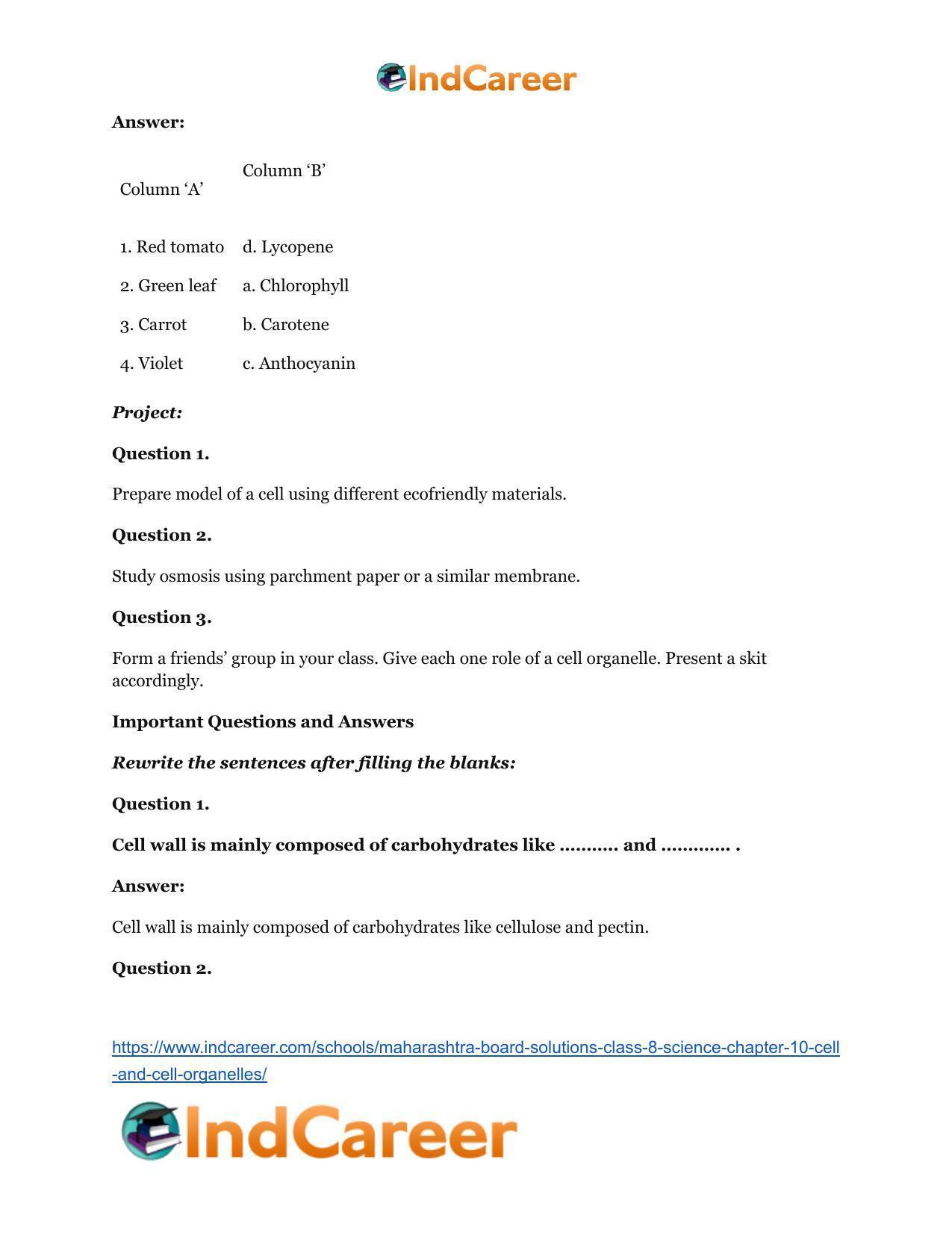 Maharashtra Board Solutions Class 8-Science: Chapter 10- Cell and Cell Organelles - Page 9