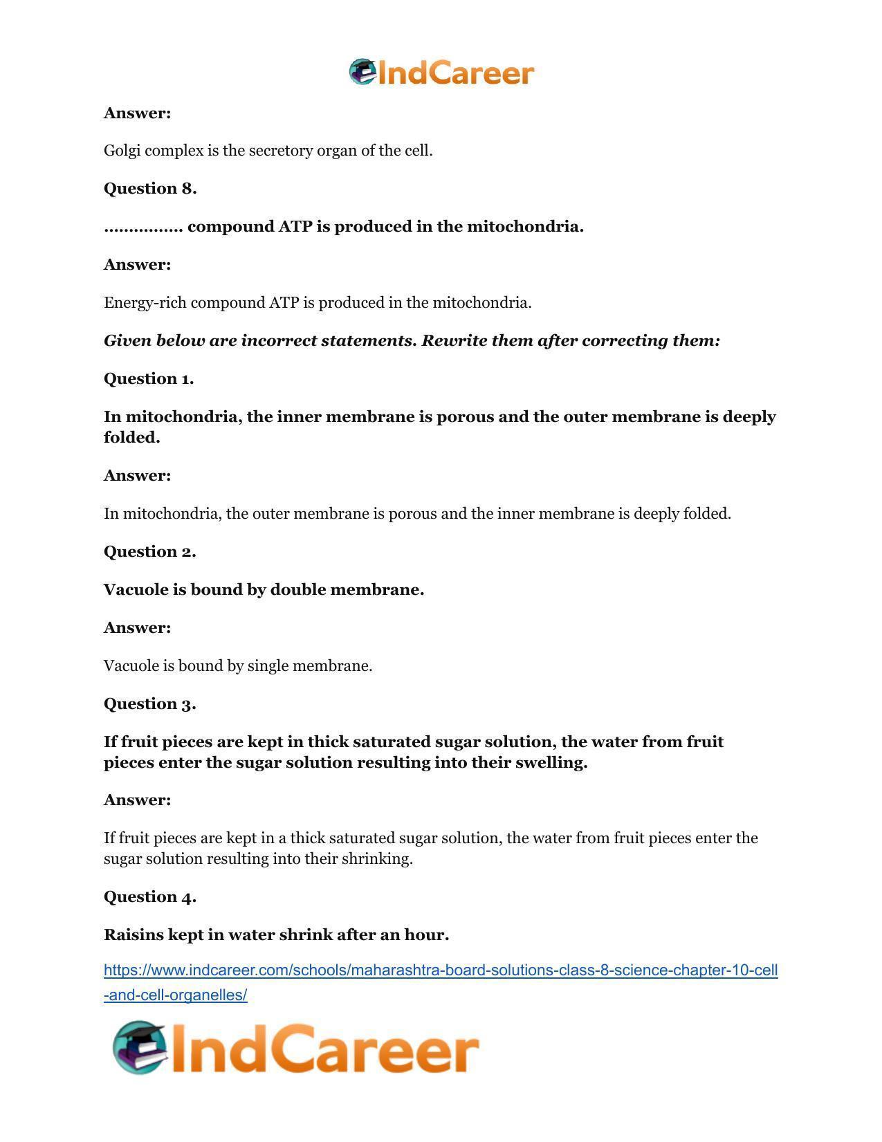 Maharashtra Board Solutions Class 8-Science: Chapter 10- Cell and Cell Organelles - Page 11