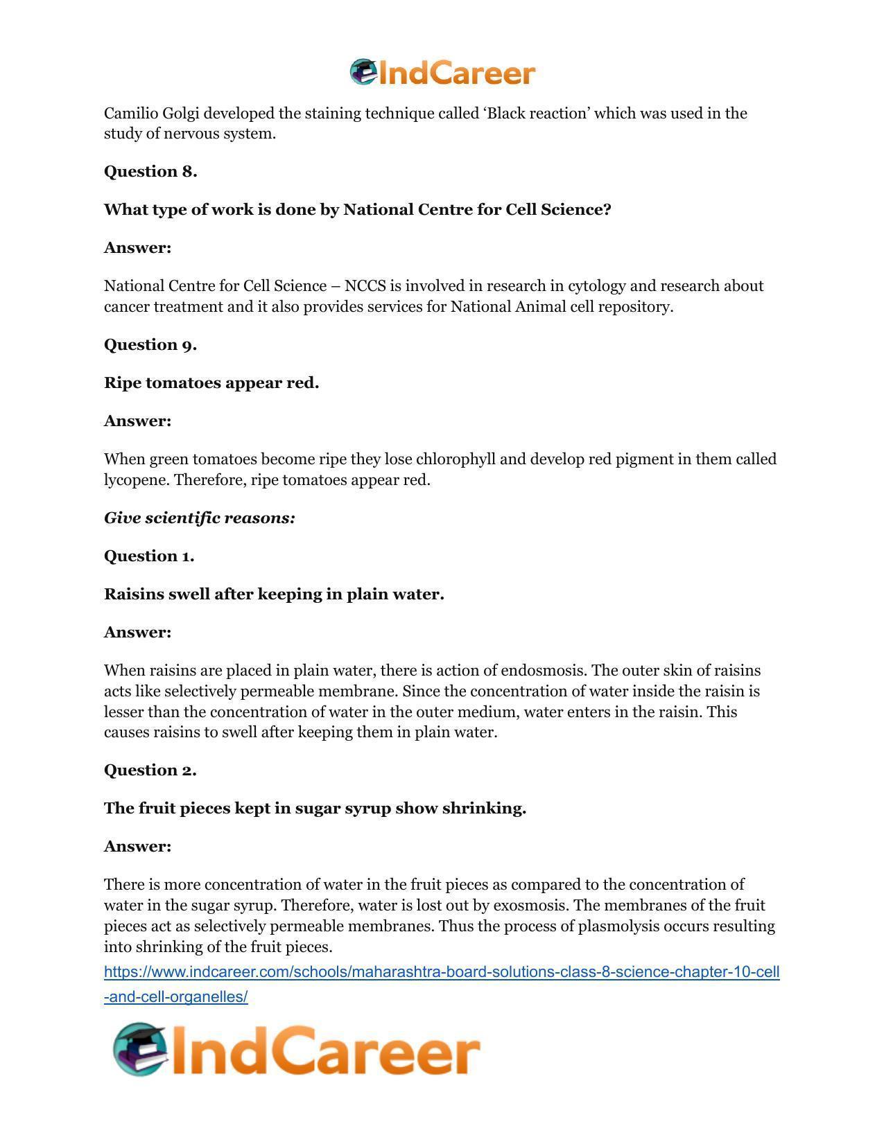 Maharashtra Board Solutions Class 8-Science: Chapter 10- Cell and Cell Organelles - Page 17