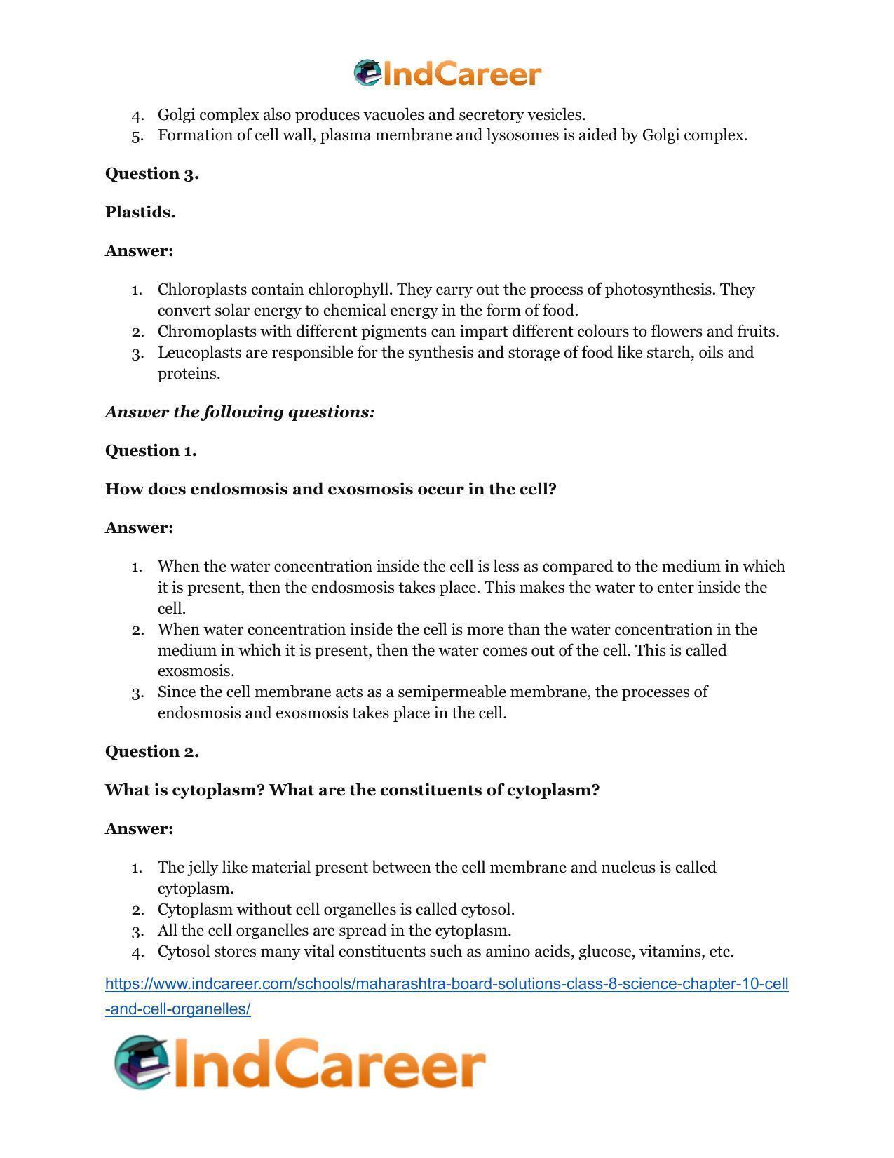 Maharashtra Board Solutions Class 8-Science: Chapter 10- Cell and Cell Organelles - Page 20