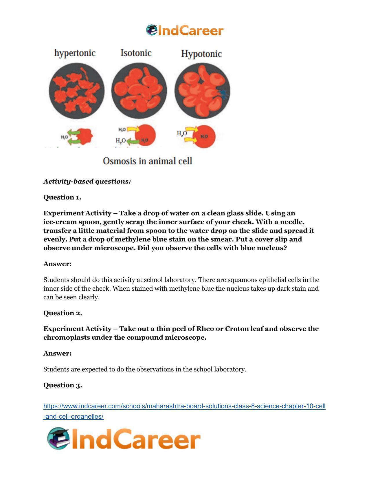 Maharashtra Board Solutions Class 8-Science: Chapter 10- Cell and Cell Organelles - Page 27