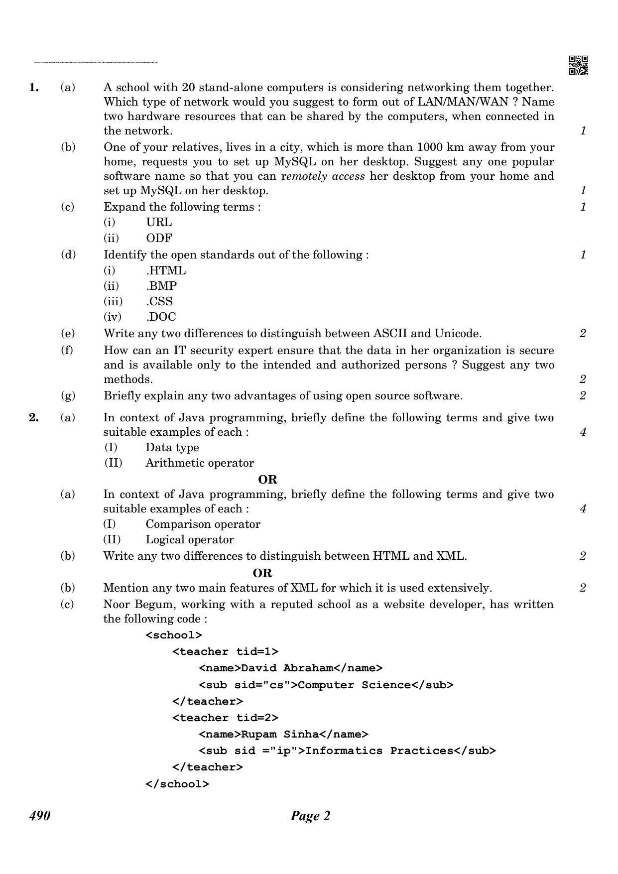 CBSE Class 12 QP_265_informatic_practice_old 2021 Compartment Question Paper - Page 2