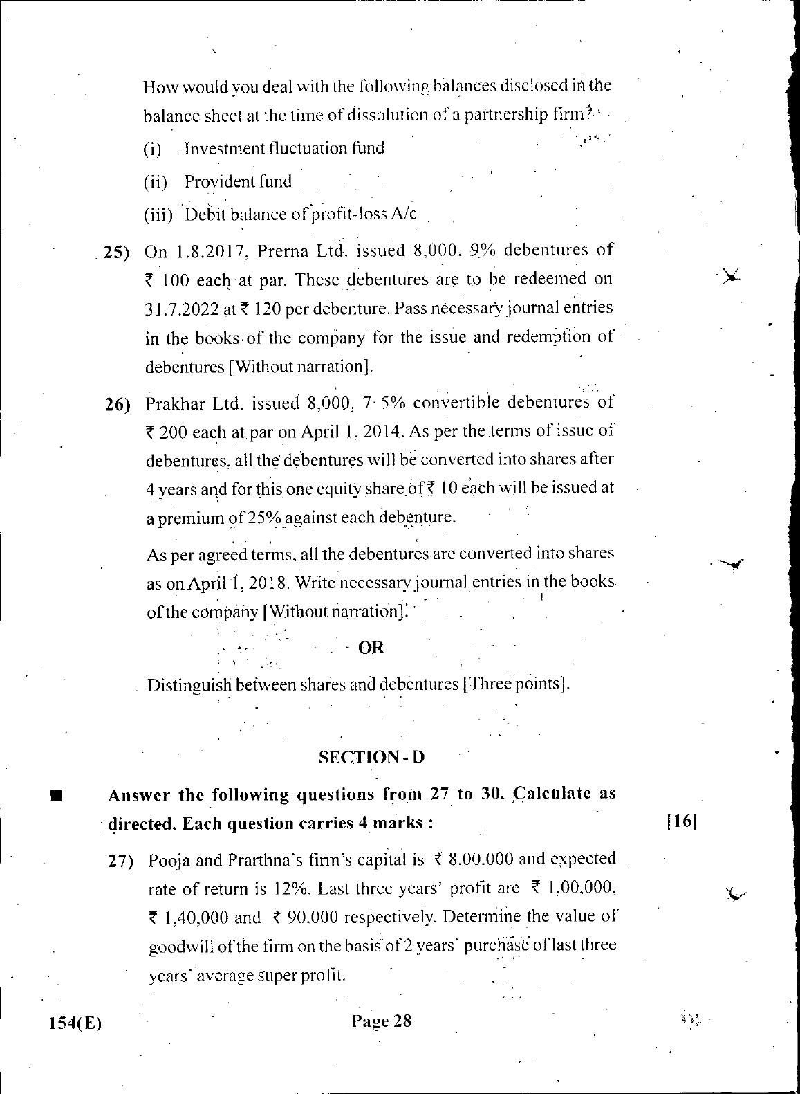 Gujarat Board Class 12th Question Paper March 2019: 154 (GHE) - Page 27