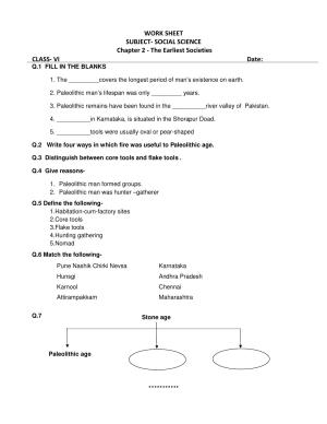 CBSE Worksheets for Class 6 Social Science The Earliest Societies Assignment