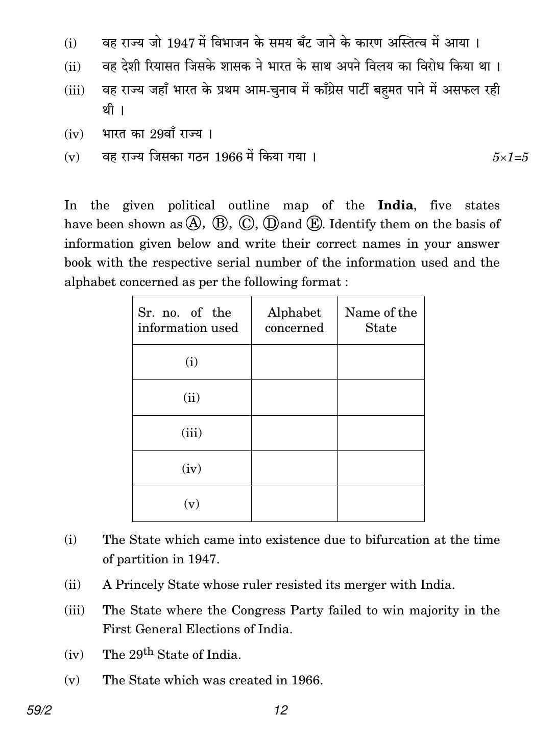CBSE Class 12 59-2 Political Science 2018 Question Paper - Page 12