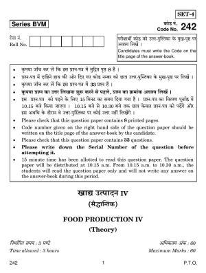 CBSE Class 12 242 Food Production-IV 2019 Question Paper