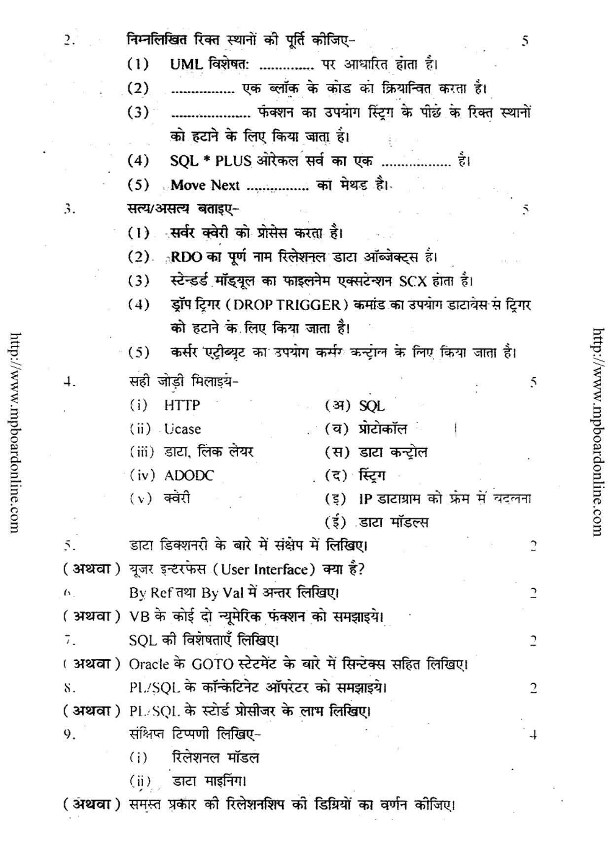 MP Board Class 12 Informatics Practices 2014 Question Paper - Page 2