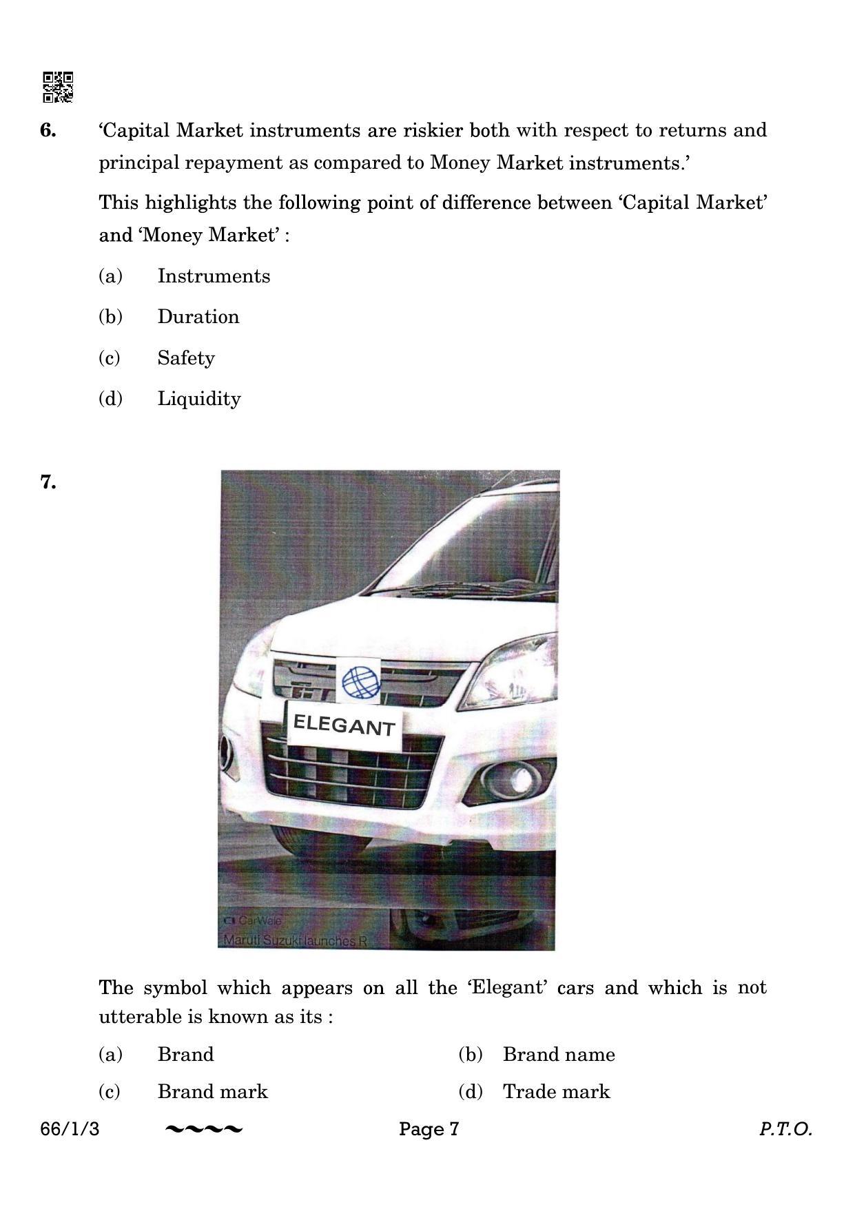 CBSE Class 12 66-1-3 Business Studies 2023 Question Paper - Page 7