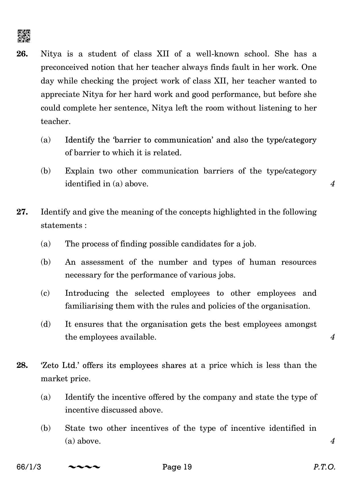 CBSE Class 12 66-1-3 Business Studies 2023 Question Paper - Page 19