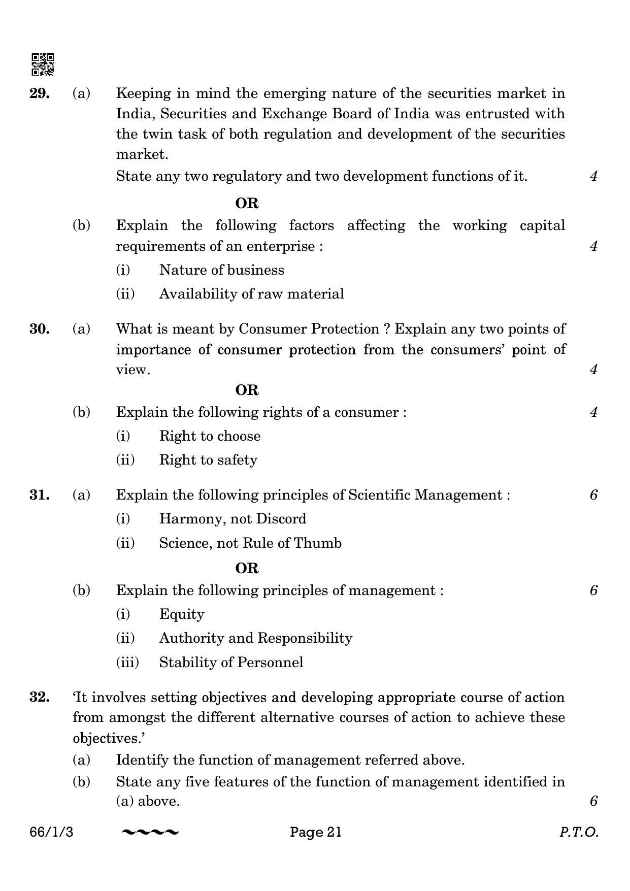 CBSE Class 12 66-1-3 Business Studies 2023 Question Paper - Page 21