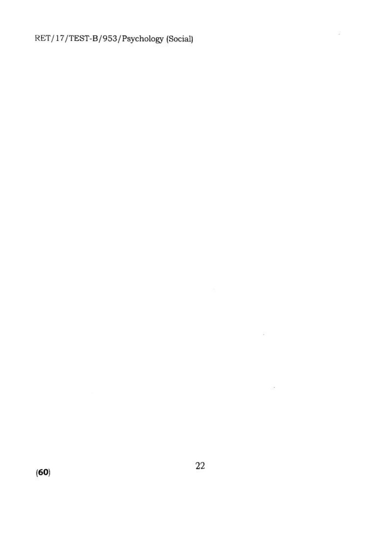 BHU RET PSYCHOLOGY SOCIAL 2017 Question Paper - Page 23