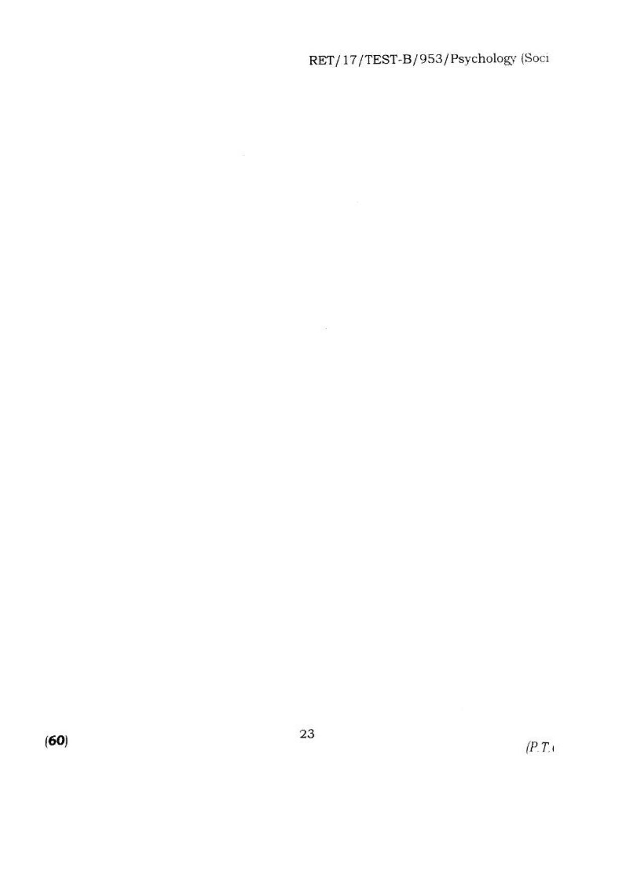 BHU RET PSYCHOLOGY SOCIAL 2017 Question Paper - Page 24