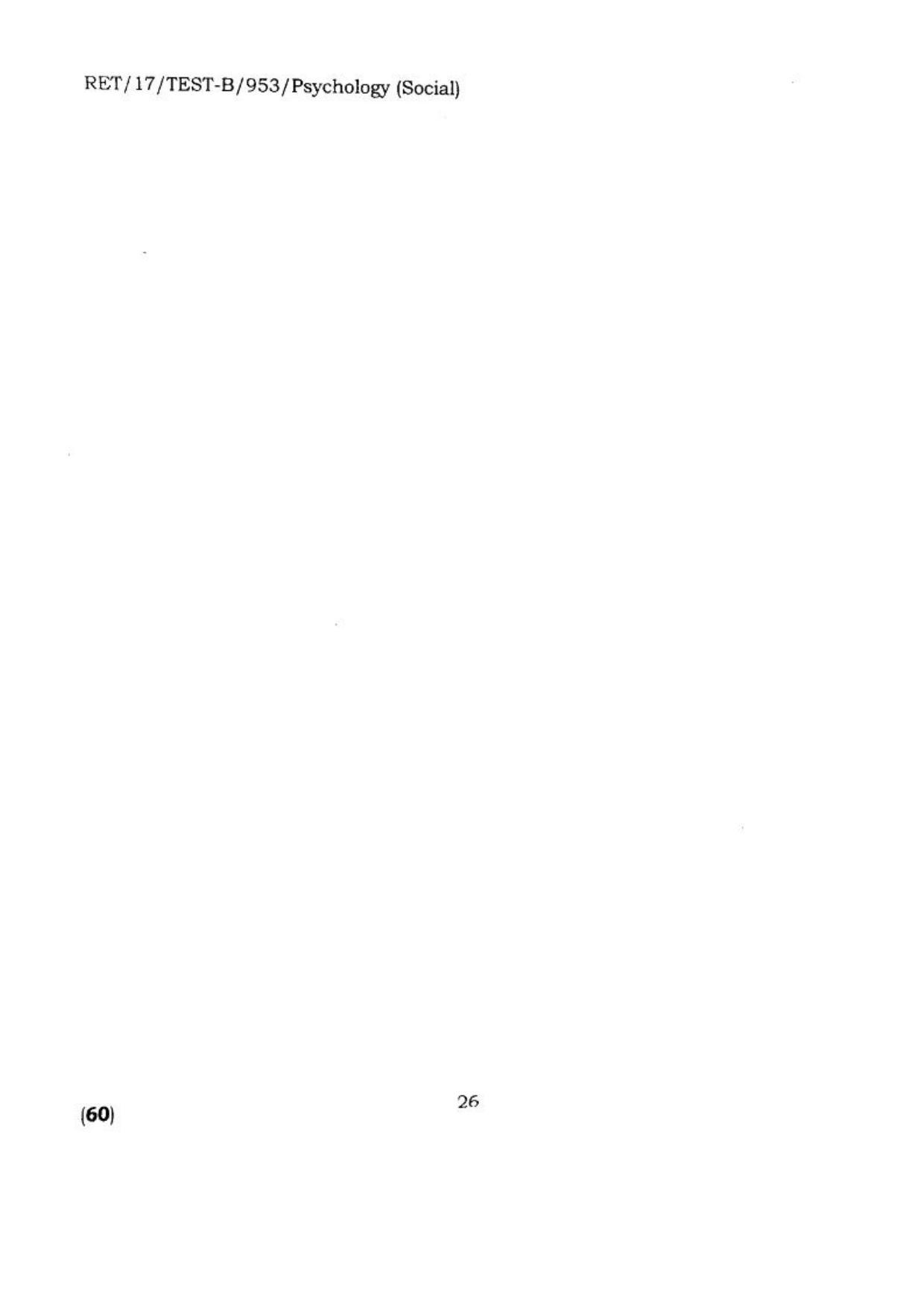 BHU RET PSYCHOLOGY SOCIAL 2017 Question Paper - Page 27