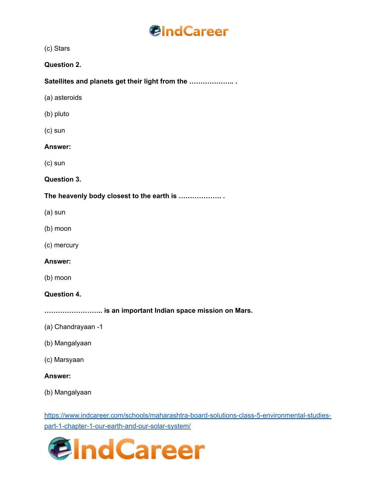 Maharashtra Board Solutions Class 5-Environmental Studies (Part 1): Chapter 1- Our Earth and Our Solar System - Page 7